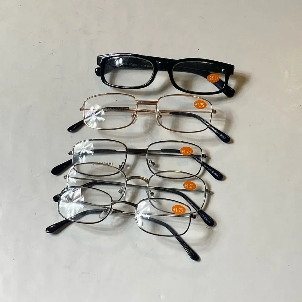 Lot Of 5 Pairs Eyeglasses PD 62+/-2mm +1.75